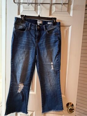 William Rast Dark Blue Distressed Cropped Jeans